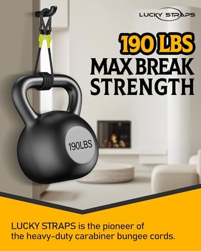 8 Pack 24" Carabiner Bungee Cords Heavy Duty Outdoor, 190 Lb Break Strength - Image 2