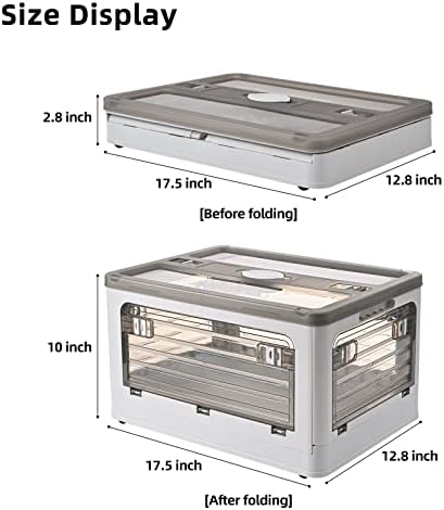 32Qt Plastic Storage Bins With Lid, Collapsible With Wheels, 4 Doors, Stackable - Image 2