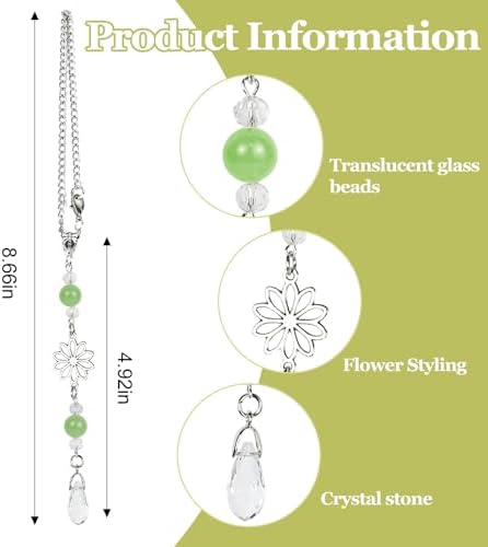 Hovom Flower Car Charm for Rear View Mirror, Cute Crystal Rearview Mirror - Image 2