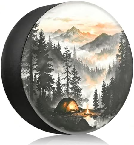 RV Spare Tire Cover Mountain Lake Tree 17in Waterproof Universal Fit by THELIGHTOFLIFE