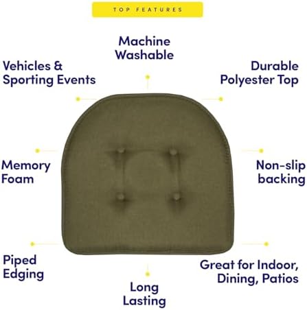 Sweet Home Collection Chair Cushion Memory Foam Pads Tufted Slip Non Skid - Image 5