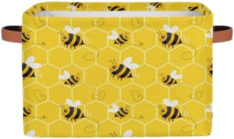 AUUXVA Bee Storage Basket Yellow Honeycomb Beehive Geometric Pattern Storage by AUUXVA