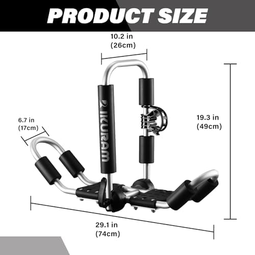 IKURAM R Aluminum Folding J-Style Kayak Roof Rack, Universal 4-in-1 Carrier - Image 3