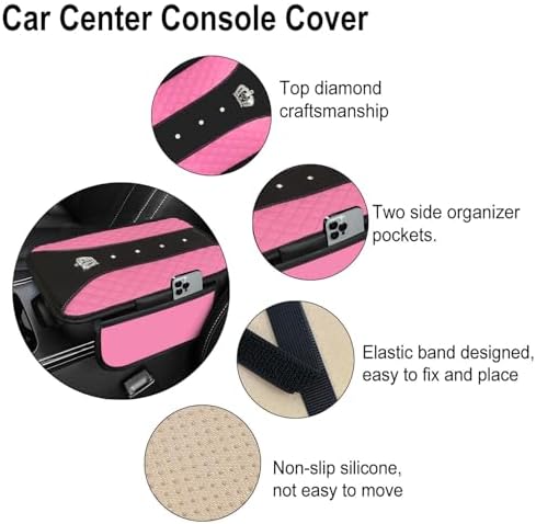 NBTEPEM 10 Pcs Bling Pink Car Floor Mats Set, Leather Pink Steering Wheel - Image 5