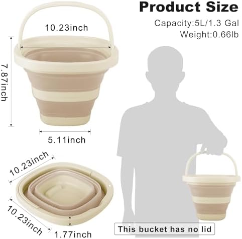 5L Collapsible Bucket with Handle, Mop Bucket - Image 2