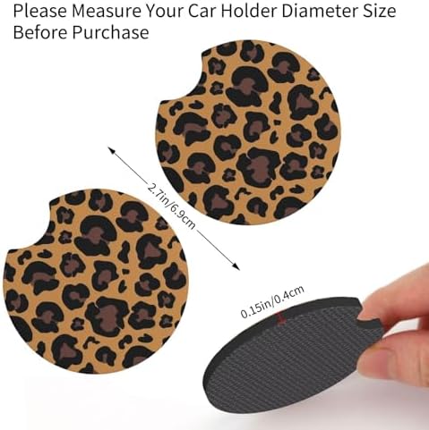 Cheetah Print Steering Wheel Cover 15In + 2 Leopard Car Coasters - Image 6
