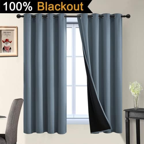 Yakamok 100% Blackout Lined Panels, Room Darkening Thermal Insulated Blackout - Image 2