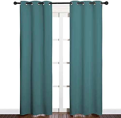 NICETOWN Window Curtain Panels, 1 Pair, 34 by 84-inch, Sea Teal - Image 2