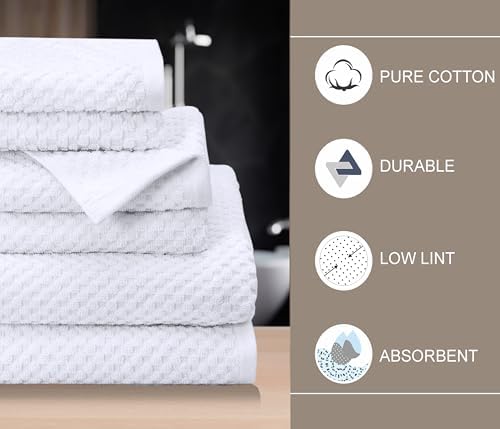 COTTON CRAFT Euro Spa Waffle Weave 6 Piece Towel Set - Image 3