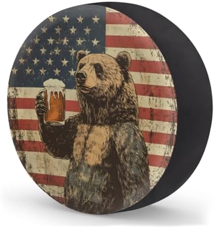 Spare Tire Cover Bear American Flag Wheel Covers Protectors Waterproof - Image 2