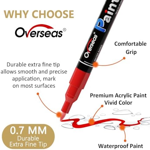Overseas 2 Pack Black Acrylic Paint Pens Paint Markers Extra Fine Tip - Image 2