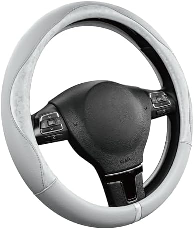 PIC AUTO Steering Wheel Cover, Universal Fit 14.5"–15.5", Soft PU Grain Leather by PICAUTO