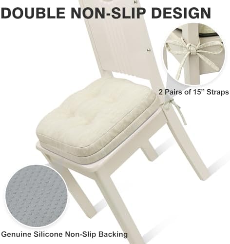 Shinnwa Dining Chair Cushions Set of 4, Dual-Layer Memory Foam Kitchen Chair - Image 5