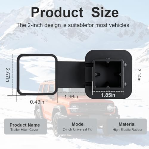 2" Trailer Hitch Cover Heavy Duty Rustproof Flat - Image 2