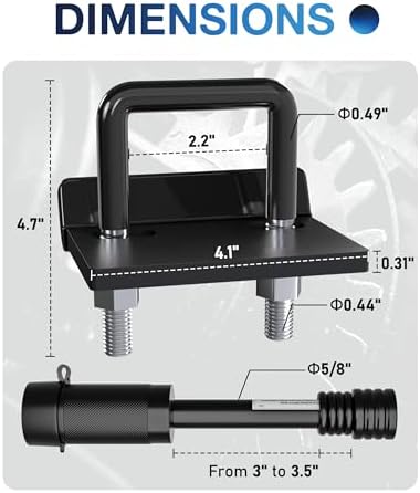 TOPICK Hitch Tightener & Trailer Hitch Pin Lock Set - Image 2