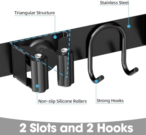 Broom Holder Wall Mount, Stainless Steel Mop and Broom Organizer, Broom Hanger - Image 5