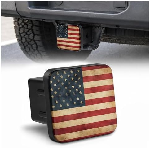 Trailer Hitch Covers Vintage American Flag Heavy Duty 2 Inch Hitch Cover by Unknown