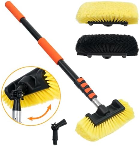 16FT Car Wash Brush with Long Handle Telescoping Extension Pole Angle Adapter by TOWBRUS