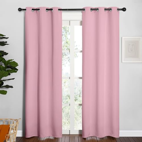 NICETOWN Window Curtain Panels, 1 Pair, 34 by 84-inch, Crystal Pink by NICETOWN