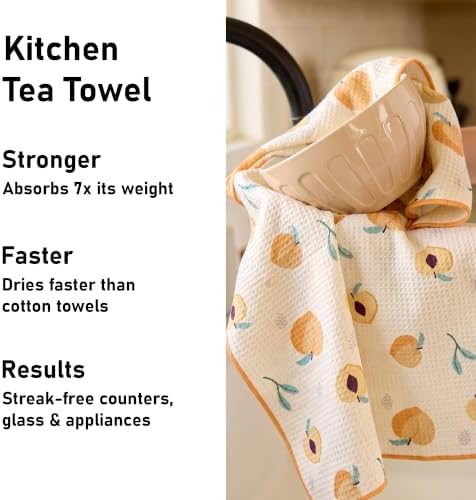 Kitchen Towels Set of 2, Double-Sided 16x28 Microfiber Waffle Weave Dish Towels - Image 4