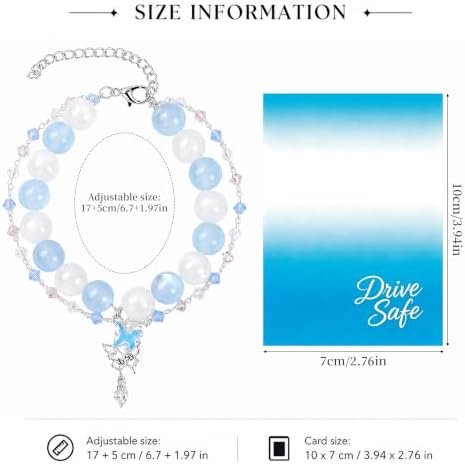 Steering Wheel Rosary, Butterfly Rosary Rearview Mirror Charm Crystal Decor - Image 2