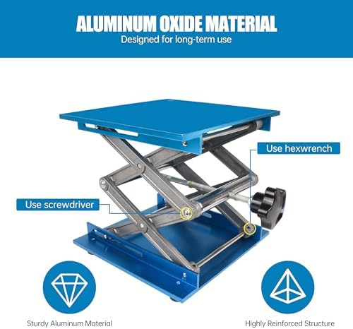 Lab Jack, 12x12 Inch Anodized Aluminum Lifting Platform, 80‑375mm Vertical Lift - Image 3