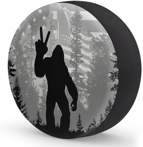 Spare Tire Cover Bigfoot American Flag Wheel Covers Protectors Waterproof - Image 2