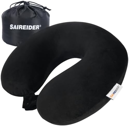 SAIREIDER Travel Pillow 100% Pure Memory Foam Travel Neck Pillow by SAIREIDER
