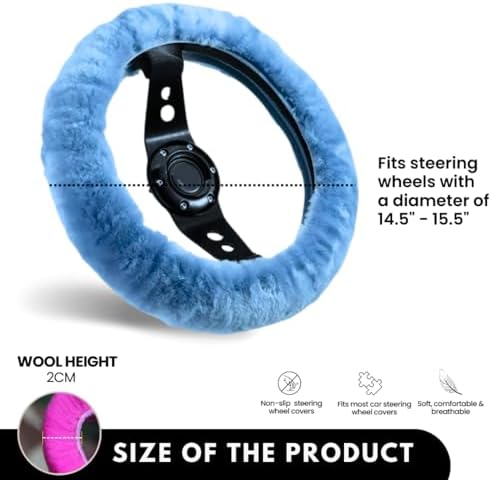 Andalus Brands Luxury Fluffy Car Steering Wheel Covers – Genuine Merino - Image 3