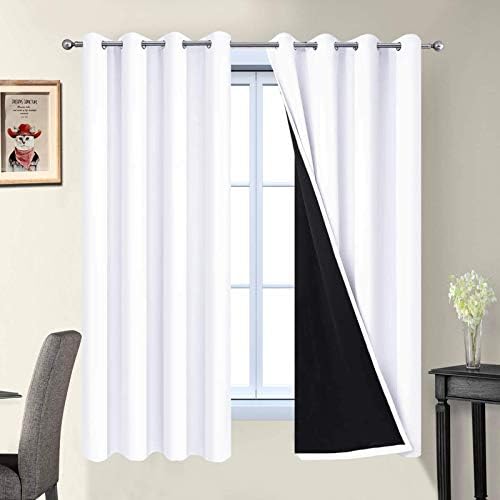 Yakamok Pure White 100% Blackout Curtains 63 Inches Long 52" Wide 2 Panel by Yakamok
