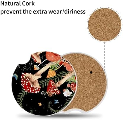 2 Pack Cute Mushroom Pattern Absorbent Car Coasters - Image 2