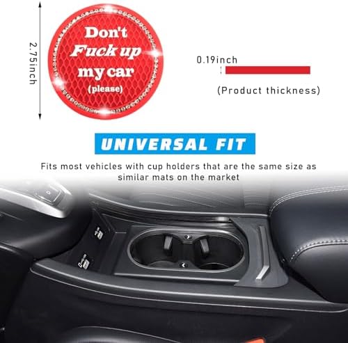 4 PCS Bling Car Cup Coaster, 2.75 Inch Anti-Slip Cup Holder Insert Coasters - Image 2