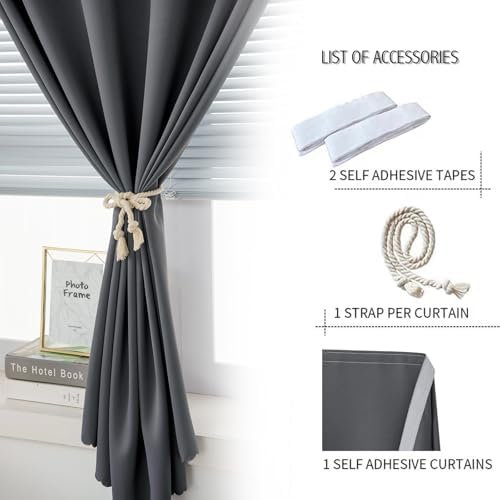 Portable Light Blocking Curtains Self Stick Design Removable Adhesive Window - Image 2