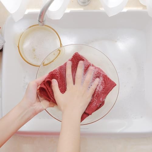 Homaxy 100% Cotton Waffle Weave Kitchen Dish Cloths 24-Pack, Brick Red - Image 4