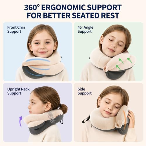 BUYUE Kids Travel Pillows for Airplane, Memory Foam 360° Head Support Sleeping - Image 2