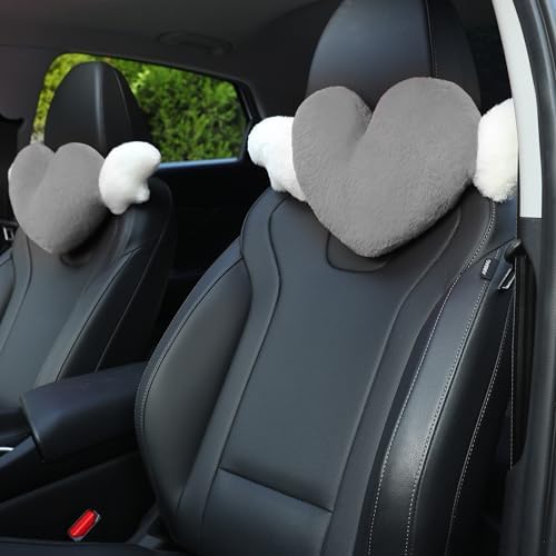 2 Pack Heart Shaped Cute Car Headrest Pillow by Sexysamba