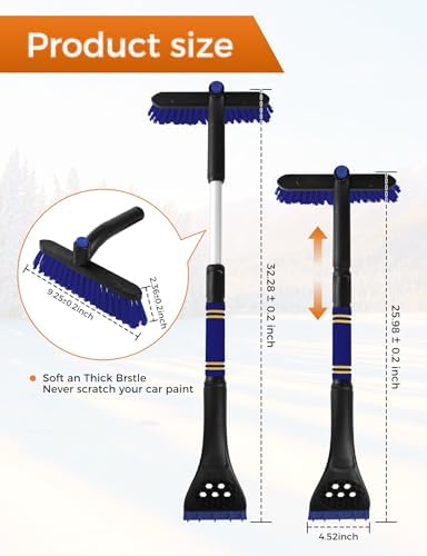 34" Extendable Ice Scrapers for Car Windshield 2-in-1 Snow Brush for Car Snow - Image 7