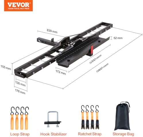 VEVOR Motorcycle Carrier, 600 LBS Steel Motorcycle Carrier Hitch Mount - Image 7