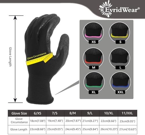 Evridwear Crinkle Latex Rubber Coated Safety Work Gloves - Image 5