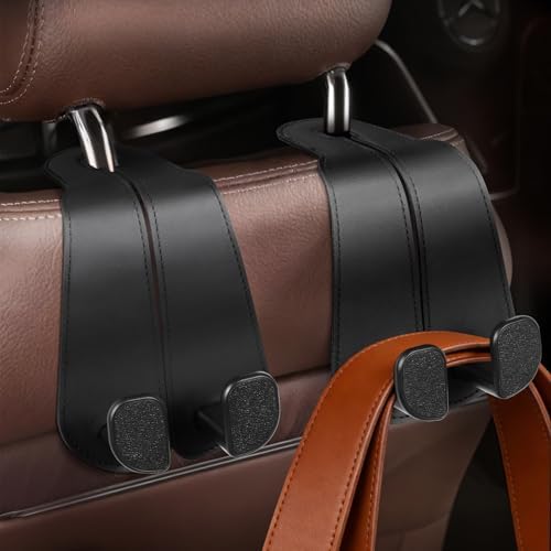 CoBak Extra Wide Car Seat Back Hooks, Premium Stitched Leather Headrest Hangers by PopulartabletcasebrandWegivepeoplethebestdesignofprotectingvariouselectronicdevices