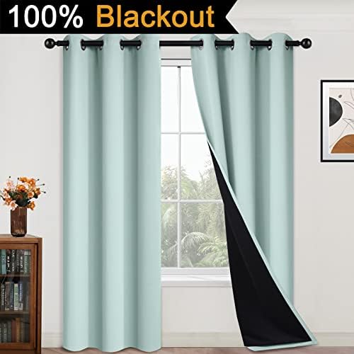 Yakamok Full Blackout Curtains 84 Inches Long, 2 Thick Layers Grommet Top - Image 2