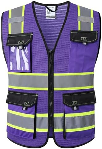 JKSafety Safety Vest for Men Women Hi Vis Reflective Vest JK220 PurpleB XL by JKSafety