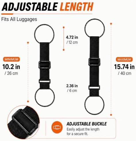 Luggage Straps for Suitcases, 2 Pack Black Adjustable Elastic Double-Loop - Image 2