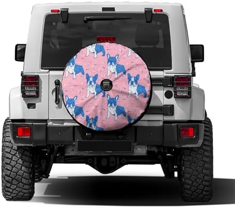 Blue White French Bulldogs Spare Tire Cover by Foruidea