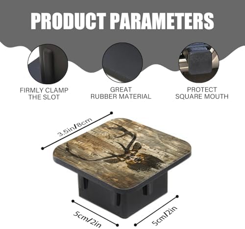 Hitch Cover Fits for 2-Inch Hitch, Deer Head in A Rustic Style On Dark - Image 3