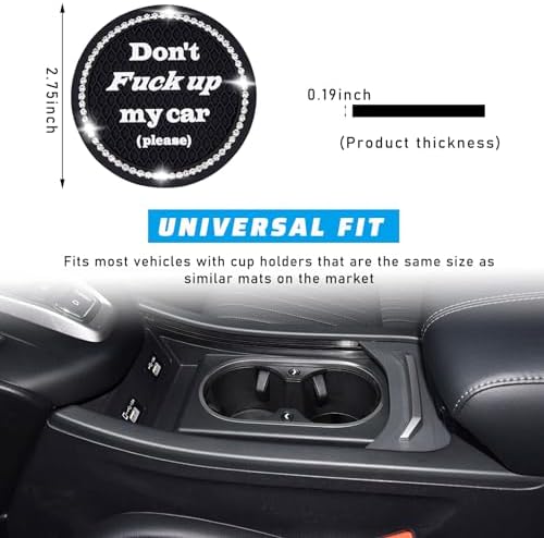 4 PCS Bling Car Cup Coaster, 2.75 Inch Anti-Slip Cup Holder Insert Coasters - Image 2