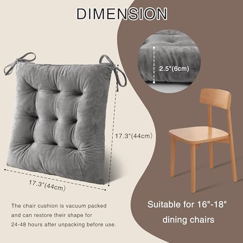 OVOV 2 Pack Chair Cushions for Dining Chairs 15.5"x15.5" Light Grey - Image 2