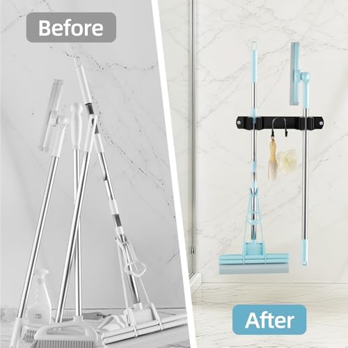 Broom Holder Wall Mount, Stainless Steel Mop and Broom Organizer, Broom Hanger - Image 7