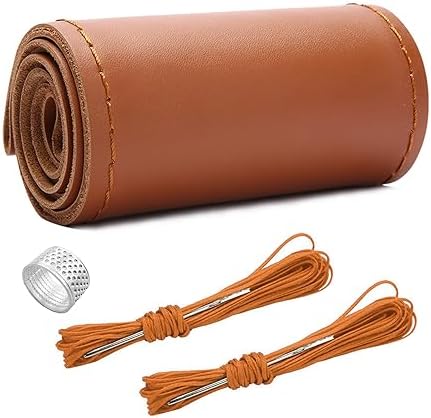 Ziciner Genuine Leather Steering Wheel Cover, Stitch on Wrap, Breathable by Ziciner