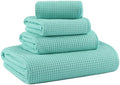MICROFI Waffle Weave Bath Towel Set, Microfiber, 4 Pieces, Quick Dry, by Unknown